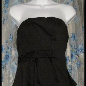 Womens STRAPLESS BLACK & LACE Padded STRAPLESS Ruffle DRESS by SPEECHLESS Sz M